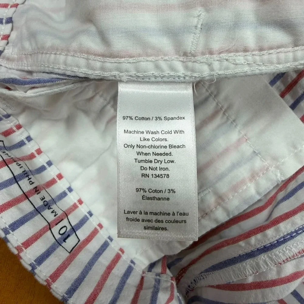 Vineyard Vines Girls10 Seersucker Whale Embroidered Shorts RedWhite Blue Striped